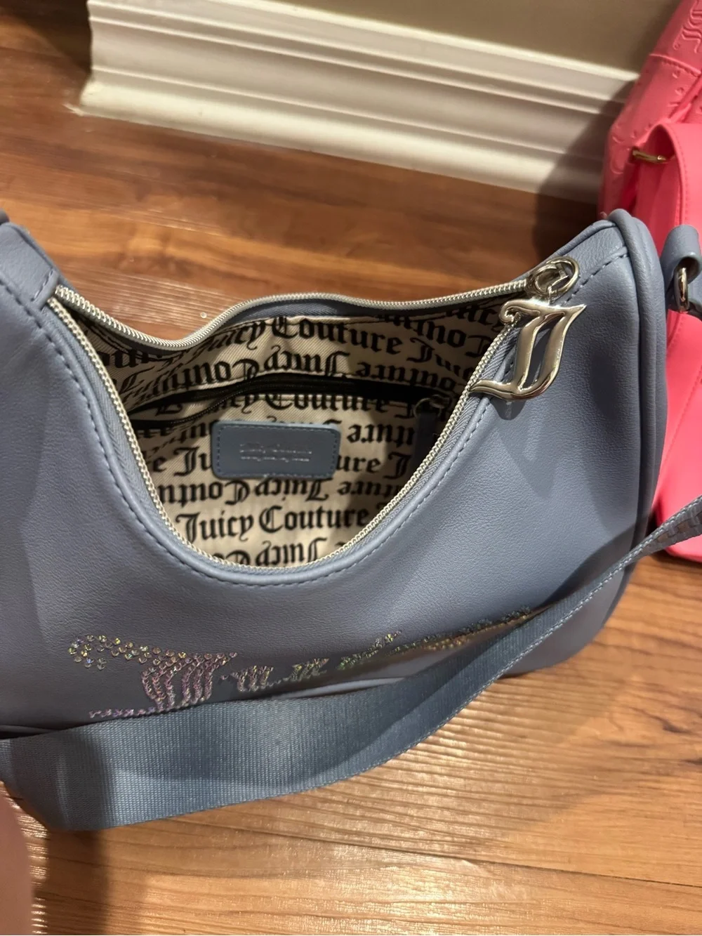 Juicy Couture Pink Mini Backpack & blue purse- Signature Embossed Logo